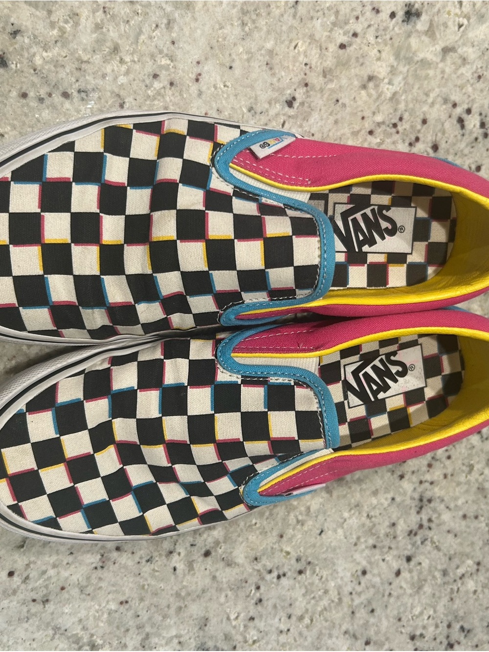 Vans Checkerboard Slip-On Sneakers - Black, Pink, Yellow, Blue
